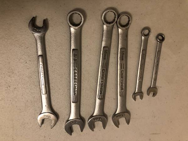 Craftsman Wrench Lot. 8, 9, 13 x 15, 15, 16mm, and 58 $25