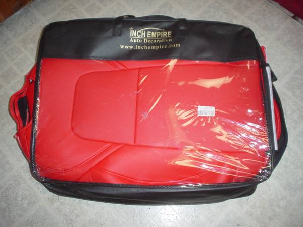 Photo INCH EMPIRE MODEL 3 RED VINYL FRONT  BACK CAR SEAT COVERS - NEW $60