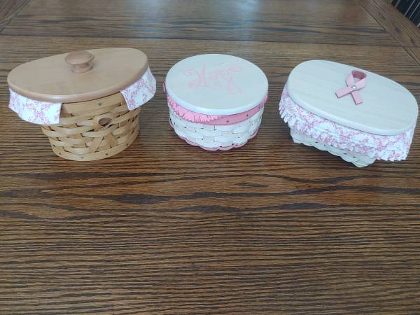Longaberger Horizon of Hope Breast Cancer Baskets- 3 New $60