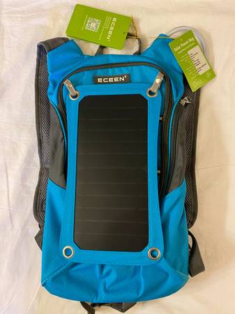 Photo NWT Eceen Blue Solar-Powered 1.8 Liter Hydration Backpack  7 Watt Sol $49