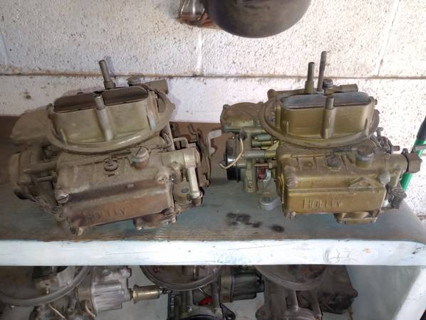 Photo Pair of Holley 450cfm carburetors for tunnel ram intake or blower $450