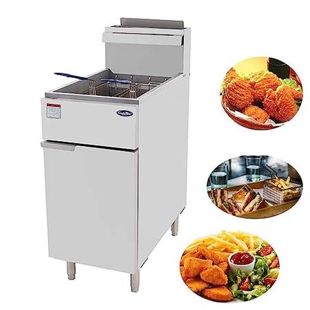 Photo New 40 LB Gas Fryers, Prep Tables, Freezers, Refrigerator, Ovens $1