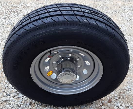 Photo 16 Gladiator Trailer Tire 235-80-R16E on 16x6 8 Lug Silver Mod Wheel $195