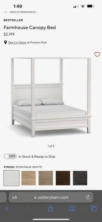 Photo Cal King Pottery Barn Poster Bed $350