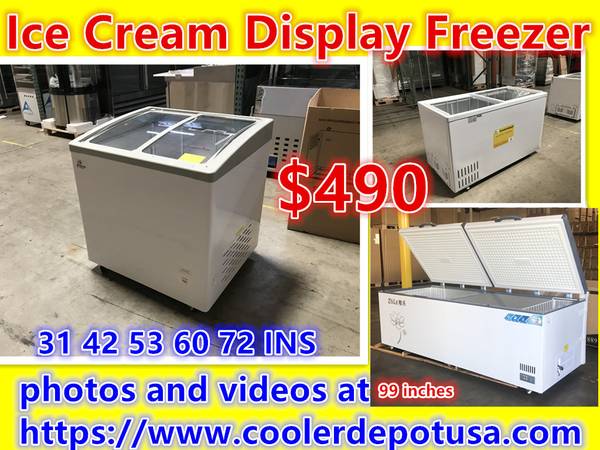 Photo Chest Commercial Ice Cream Glass Dipping Cabinet Display Freezer with $550