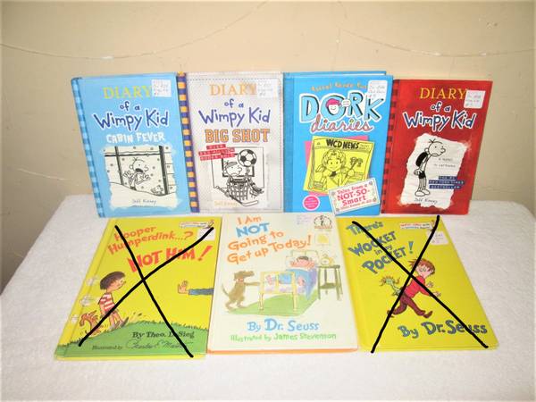 Photo Dr. Seuss Books, Diary of a Wimpy Kid, Dork Diaries Im not going to g $3