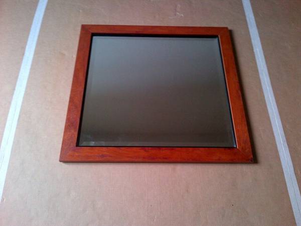 Photo SOLID CHERRY BIEDERMEIER MIRROR WITH BEVELLED EDGE AND BLACK BEAD $225