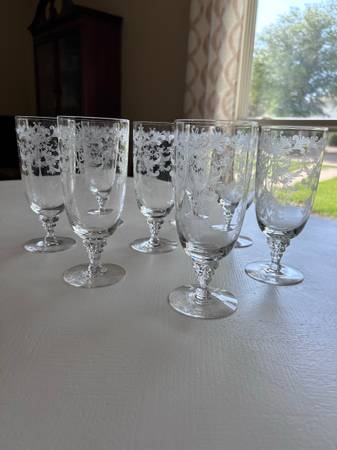 Photo Vintage Byzantine Clear by Tiffin Franciscan Iced Tea Glasses (Stem 17507) $135
