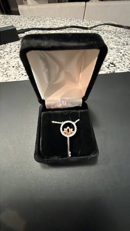 Photo Kay Jewelers Diamond Lotus Key Necklace 16 ct tw Round-cut 10k Two Tone Gold 18 $250