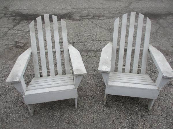 Photo Set Of 2 White Vintage Adirondack Chairs $100