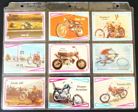 Photo 1972 Choppers  Hot Bikes Trading Cards, Complete Set Donruss NmMT $130