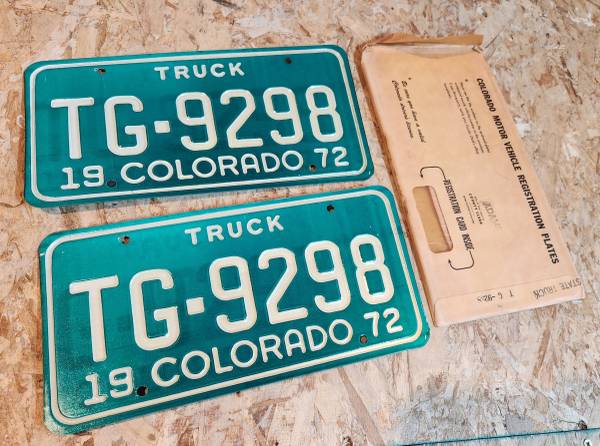 Photo 1972 Colorado Truck License Plates $75