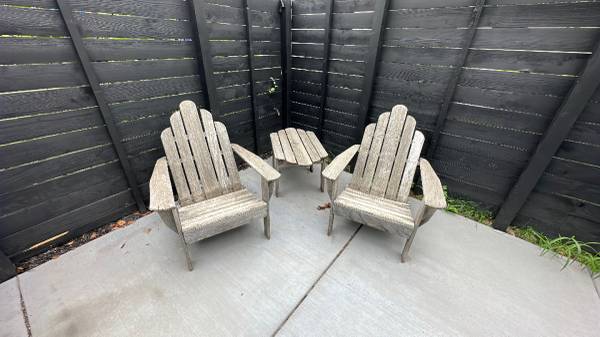 Photo Adirondack Chairs  Table Set $35