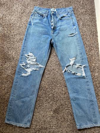 Photo Agolde Womens Distressed 90s Mid Rise Jeans $60