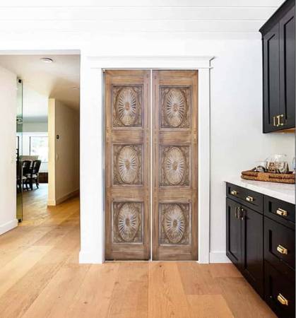Photo CUSTOM - Solid Wood Pantry Doors. CUSTOM - Hand Forged Iron Wine Cella