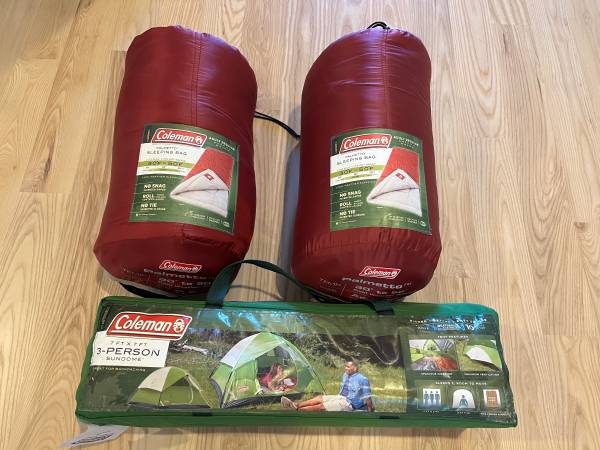 Photo Coleman 3 Person Tent  Palmetto Sleeping Bags $80