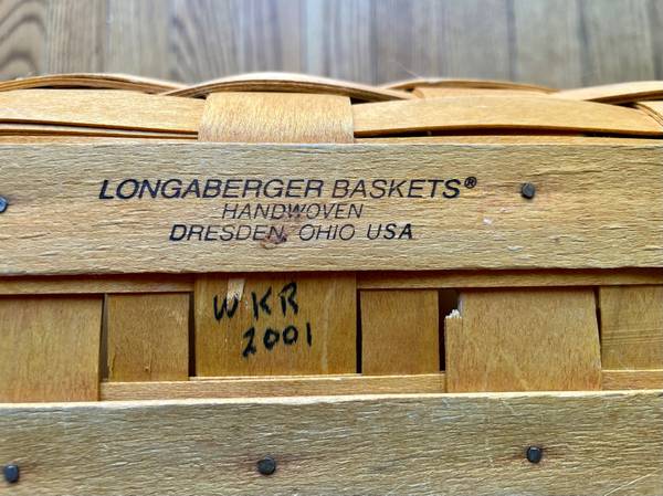 Photo Collectible VINTAGE Longaberger family tall basket Signed WKR 2001 $45