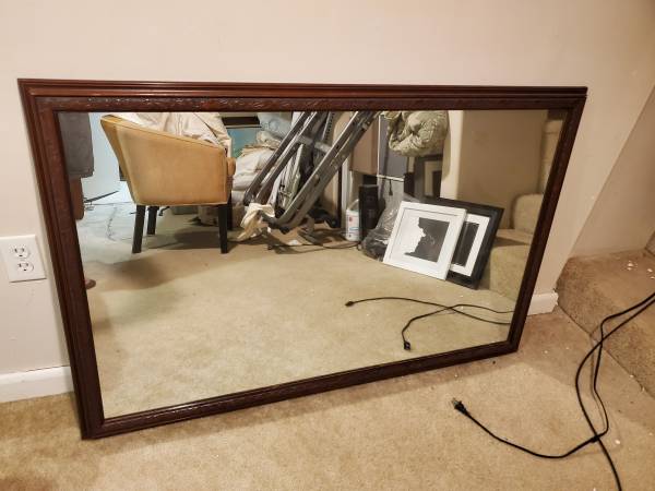 Photo Heavy old wood mirror 50x32 $60