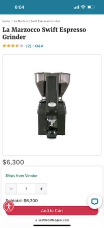Photo La Marzocco Swift Commercial Coffee GrinderTer w 2 hoppers $1,800