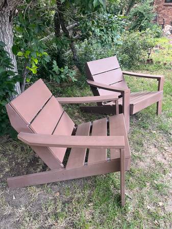 Photo Modern Contemporary Outdoor Adirondack Chairs (2) $300