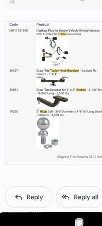 Photo NEW trailer hitch, wire harness fits 2000-2013 Chevy Impala $50
