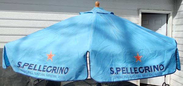 S.Pellegrino Sparkling Natural Mineral Water Light Blue Patio Umbrella $40