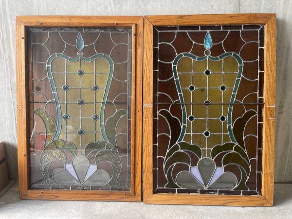 Photo Set of two stained glass windows $450
