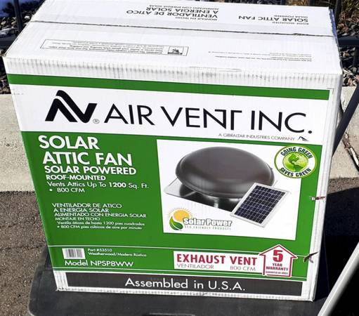 Photo Solar Powered Roof Exhaust Attic Fan $200
