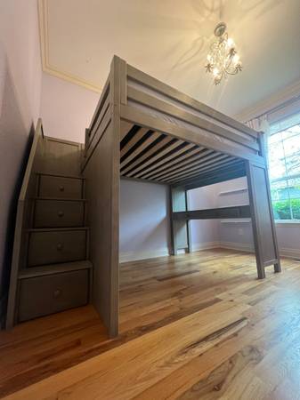 Photo Solid Wood Loft Bed with Built-in-Desk $1,350