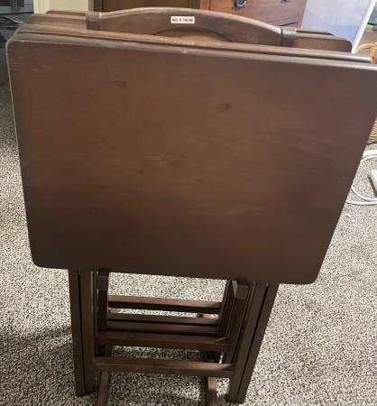 Photo Solid Wood TV Tray and Stand $50