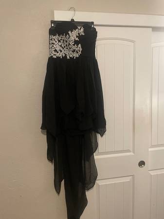 Photo Strapless A Line High Low Black Dress $60