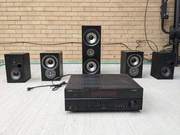 Photo Surround Sound System 5.1 Yamaha RX-V471 with Polk Audio Speakers $175