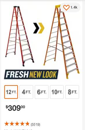 Photo Werner 12 ft. Fiberglass Step Ladder (16 ft. Reach Height) with 300 lb $260