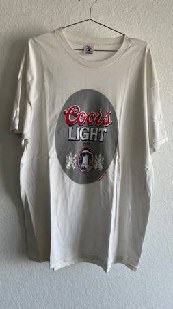 Photo rare vintage Coors light beer t-shirt, white, XL $20