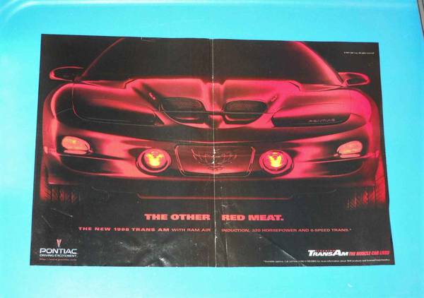 Photo 1998 Pontiac Trans Am Original 2 Page Ad The Other Red Meat $8