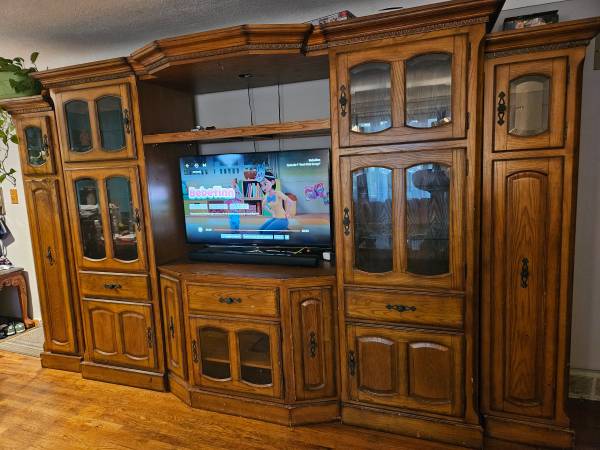 Photo Entertainment Center, large, 7 pieces, wood $1,000