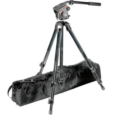 Manfrotto Carbon Fiber Tripod with Fluid Pro Video Head and carry Bag $150