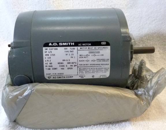 Photo AO Smith 13 HP Electric Motor, 115VAC New $100