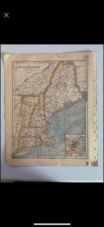 Photo Beautiful Original Antique 1883 Hand Colored Map of New England Stat $20