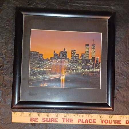 Photo Framed New York City NY NYC Sunset Skyline Brooklyn Bridge World Trade $10