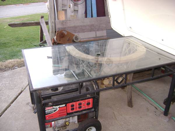 Photo Glass Top Table 38 Deep X 5 Wide X 29 High $40