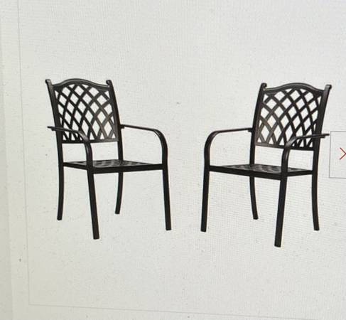 Photo LAUREL CANYON Classic Dark Brown Stacking Aluminum Chairs 2 Pack NEW $248
