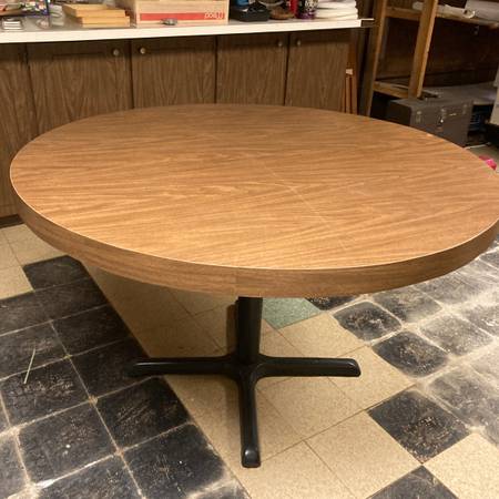 Photo Large Round Table Vintage Formica Kitchen Dining Office Conference Room $50