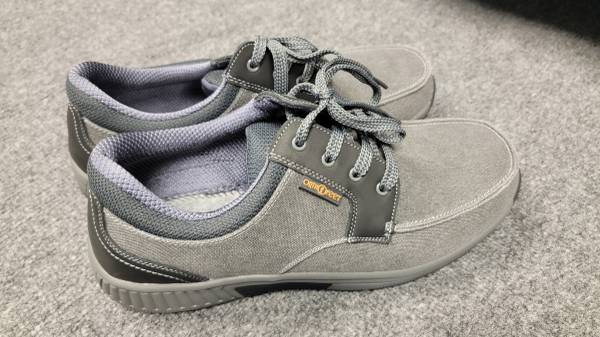 New Orthofeet Porto Grey Canvas Boat Shoes Mens Size 12 $60