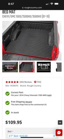 Photo Silverado standard truck bed mat $60
