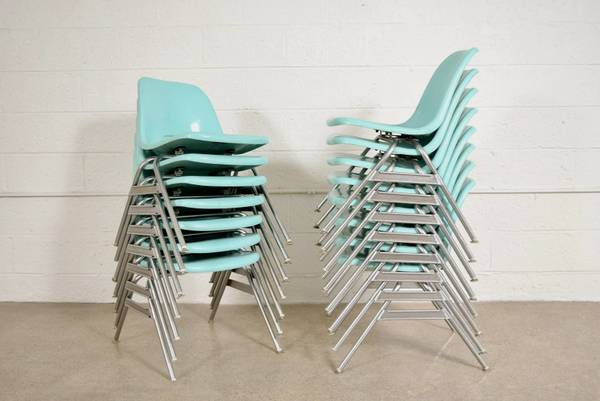 Vintage Mid Century Blue Eames Style Fiberglass Childrens Chairs 16 $30