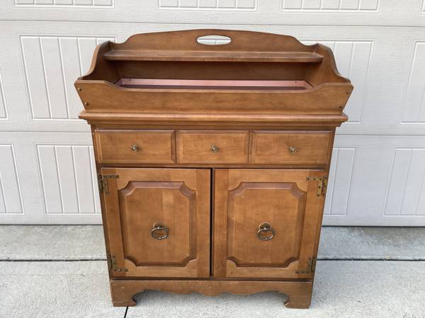 Photo Vintage Solid Maple DRY SINK - CabinetSide Bar - Made in Michigan $120