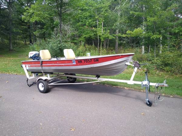 12 Mirror Craft with 6hp Evinrude wtrolling motor and trailer TRADE $1,100