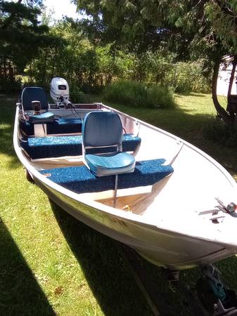 14 foot alumacraft boat, motor and trailer $1,600