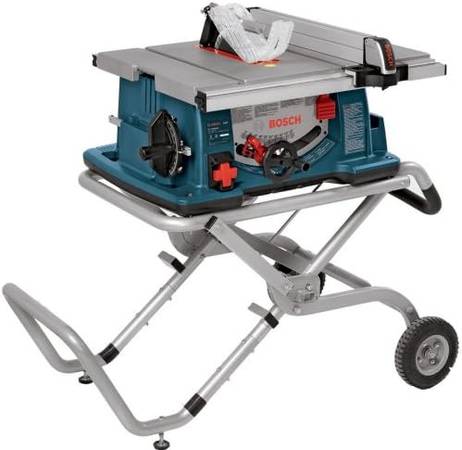 Photo Bosch 10-Inch Table Saw 4100-09 with Wheeled Stand (never used) $500